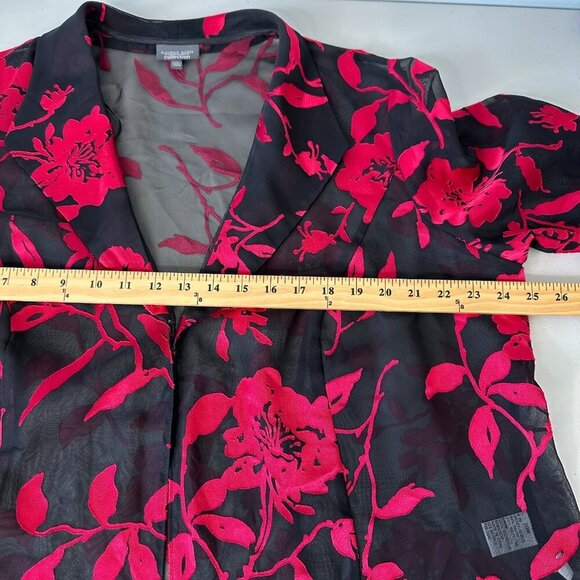 Dress Barn Sheer Floral Topper Size 20W Black Red Jacket - Picture 4 of 10